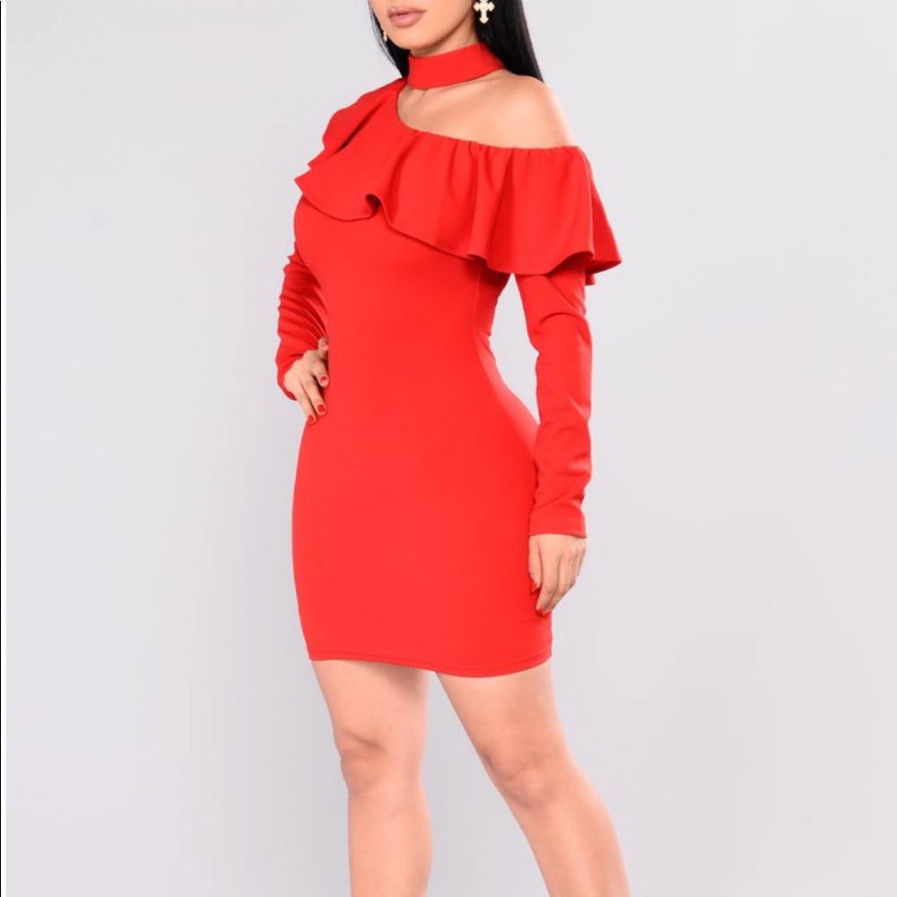Long sleeve dress ruffle cocktail dress Christmas